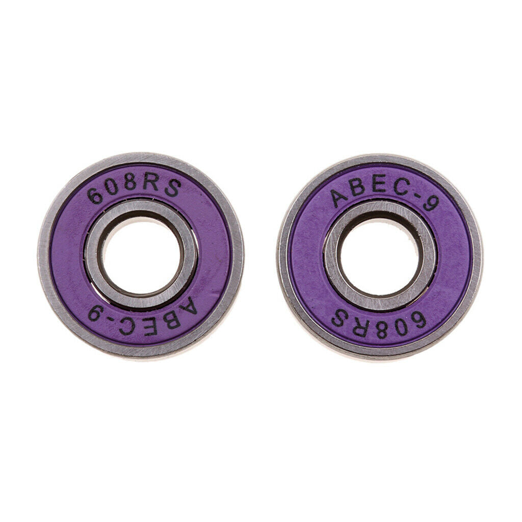 8 Pcs ABEC 9 Bearings High Roller Skate Scooter Skateboard Wheel Purple