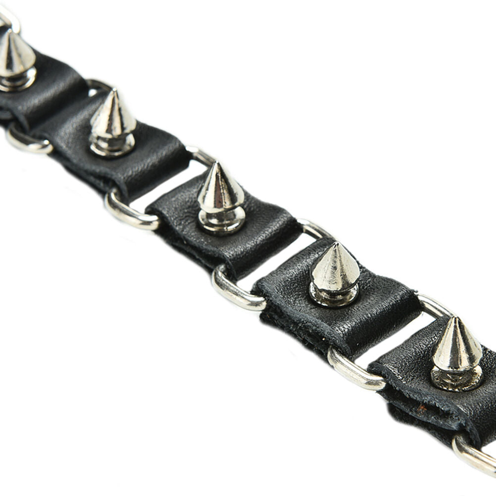 Gothic Metal Cone Stud Spikes Rivet Leather Wristband Bangle Cuff Bracelet.l8