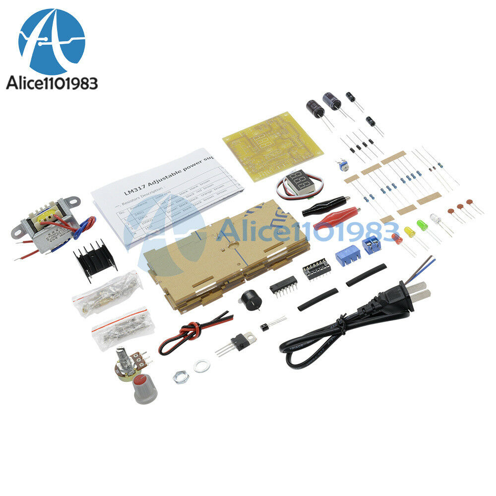 LM317 1.25V-12V Adjustable Regulated Voltage Power Supply DIY Kit US Plug