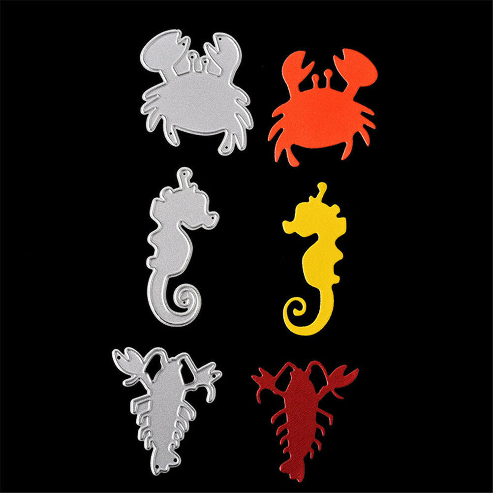 3Pcs Crab Shrimp Seahorse scrapbooking photo album Metal Stencil cutting .l8