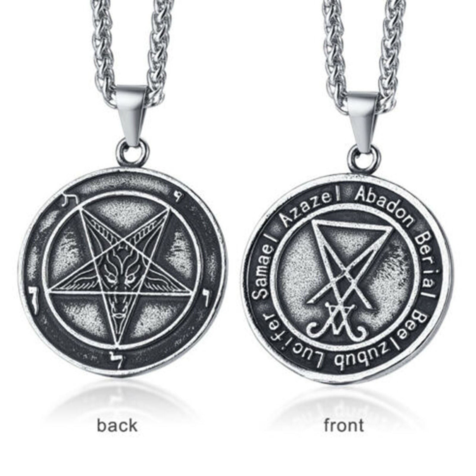 Sigil of Lucifer Coin Pendant Necklace Pagan Occult Satanic Inverted Cross Gift
