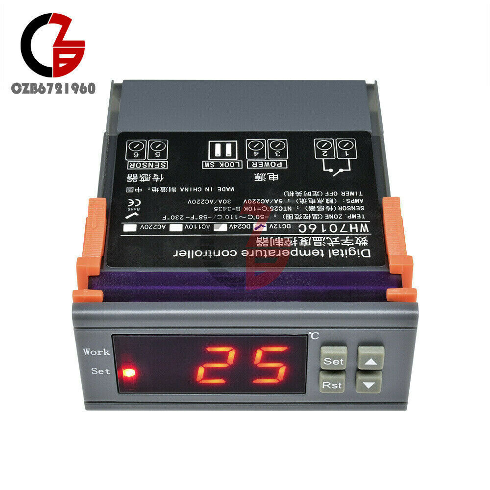 WH7016C DC 12V 10A Digital RC-110M All-Purpose Temperature Controller w/ sensor
