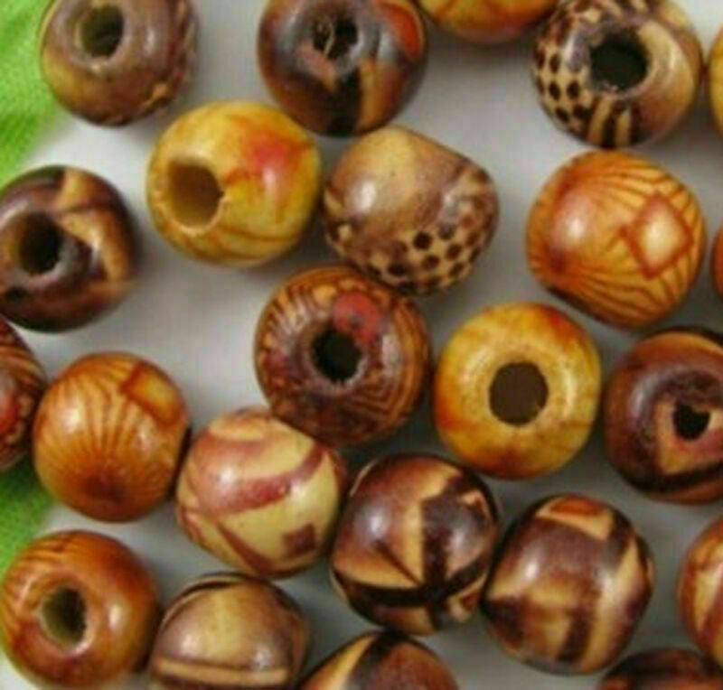 100Pcs Assorted Wooden Round Loose Beads Spacer Charm Jewelry Making DIY Crafts