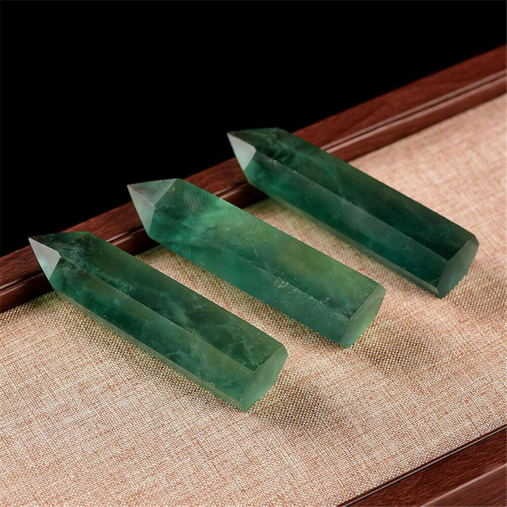 100% Natural Green Fluorite Quartz Crystal Point Healing Hexagonal Stone Wand