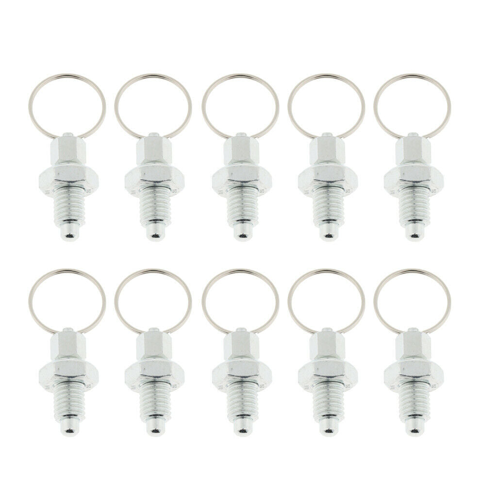10 Pcs Premium Steel Zinc Plated Spring Indexing Plunger with Pull Ring, M10
