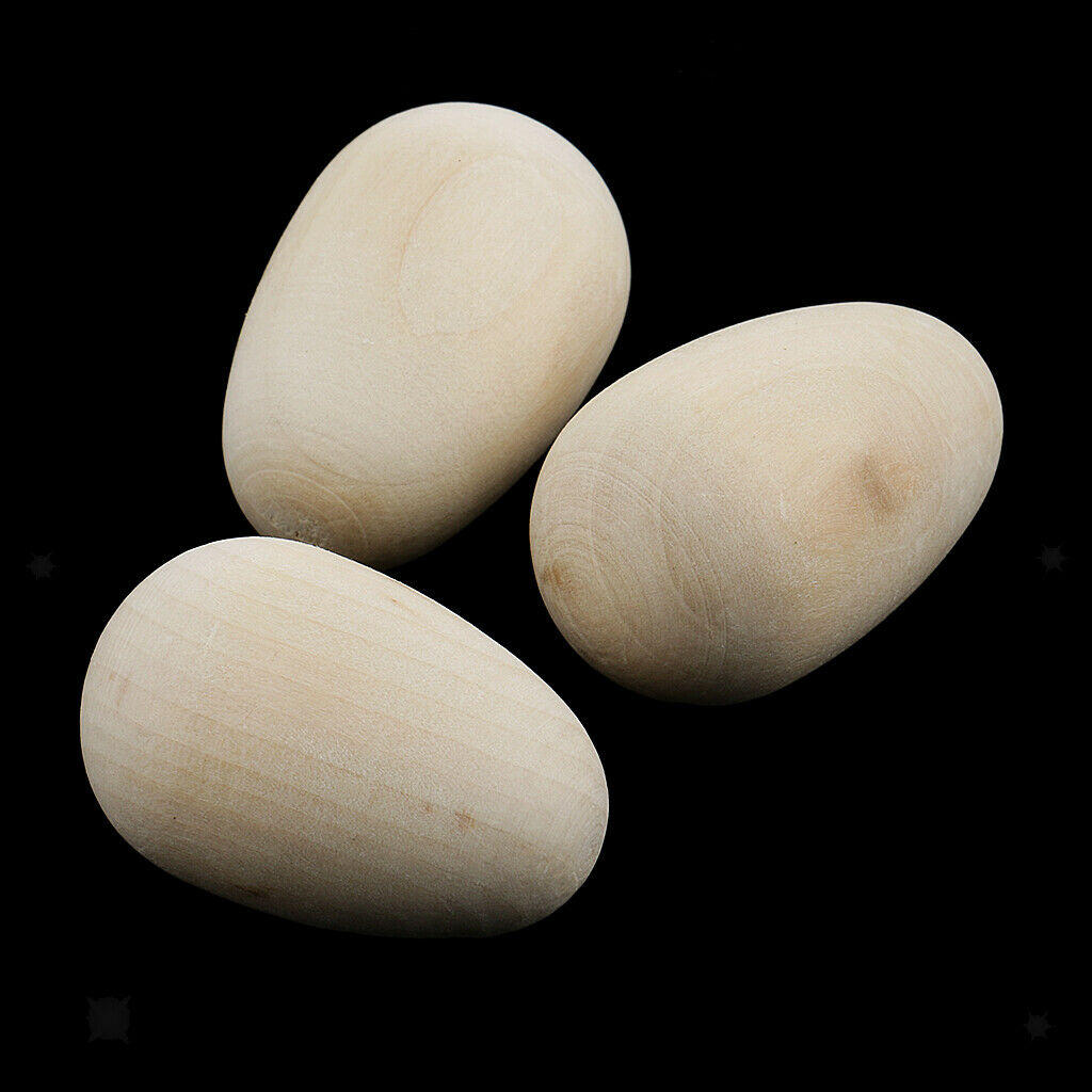 Natural Unfinished Wood Chicken Eggs Craft Blanks for Decorate Easter Arts