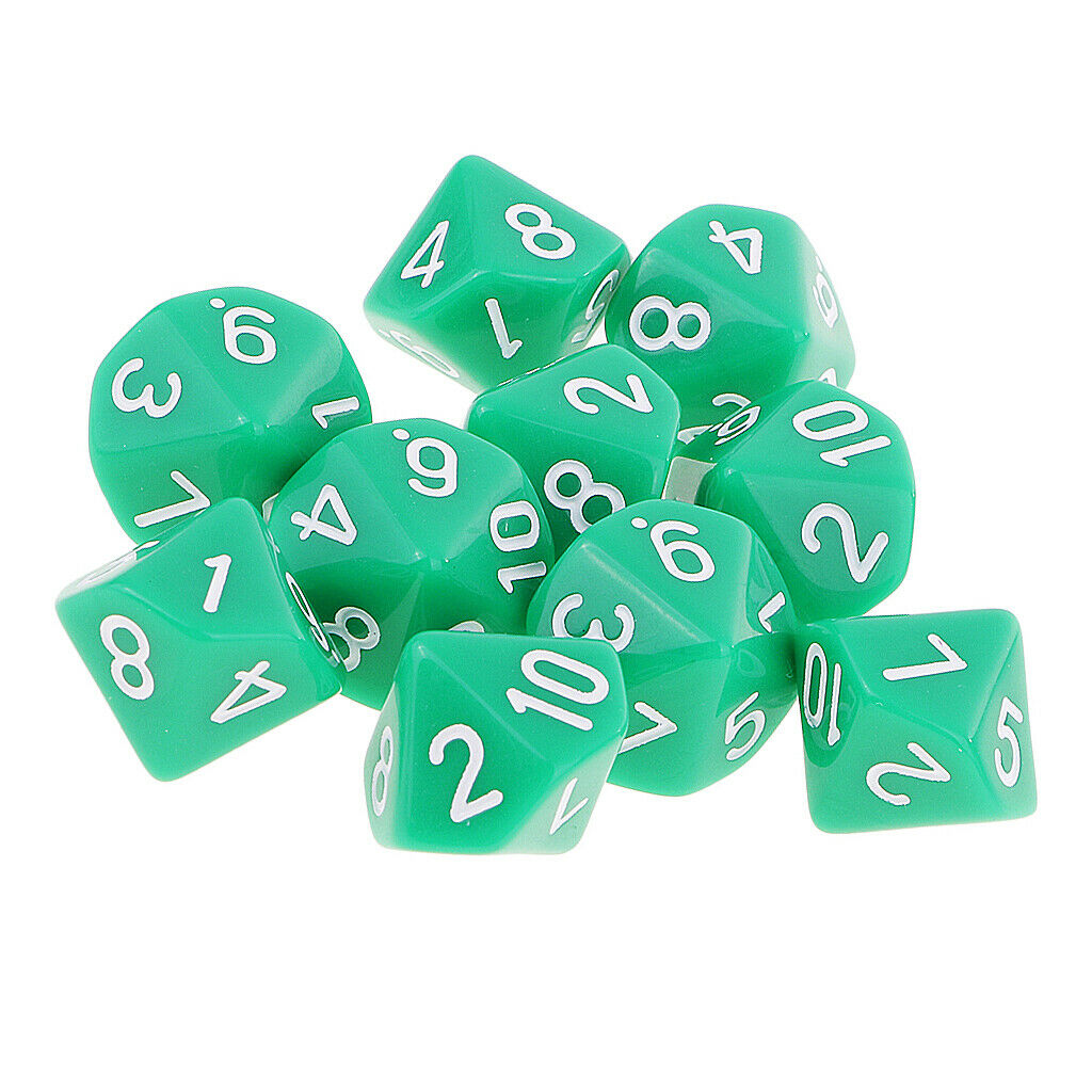 2X 10x Dice Polyhedral Dices Accessory Toys Table Games Gift Props Light Green