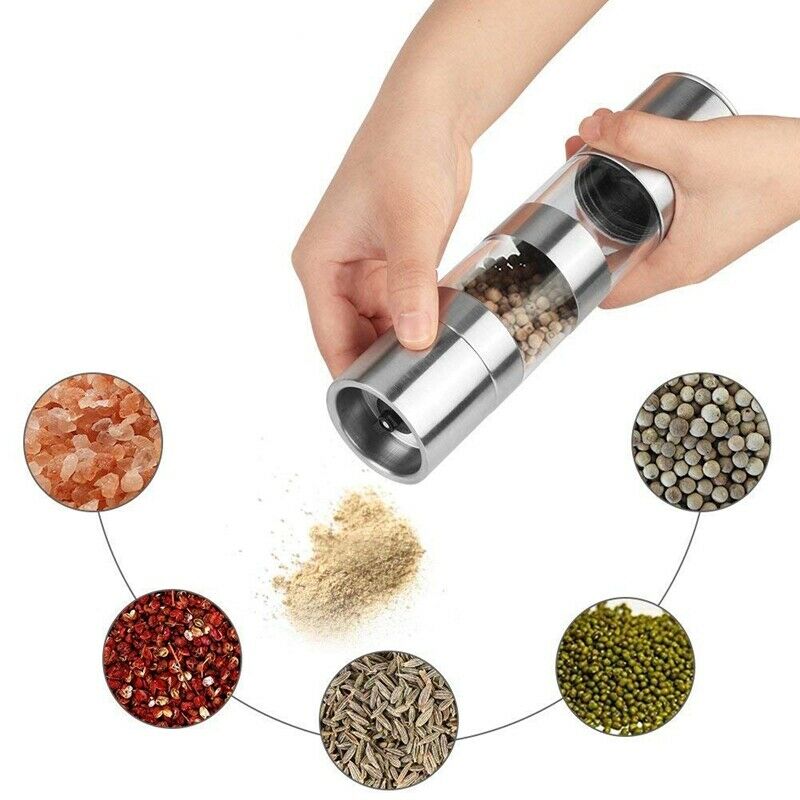 2 In 1 Salt And Pepper Grinder Set,Stainless Steel Salt Grinder With AdjustablJ2