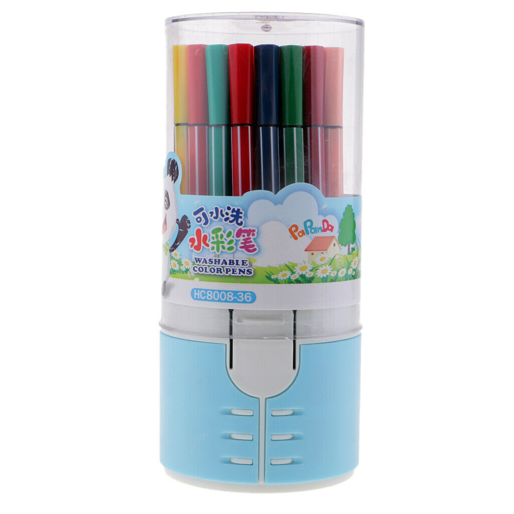 36 Pieces Fibre Felt Tip Coloring Pen Washable Ink for Kids Drawing Graffiti
