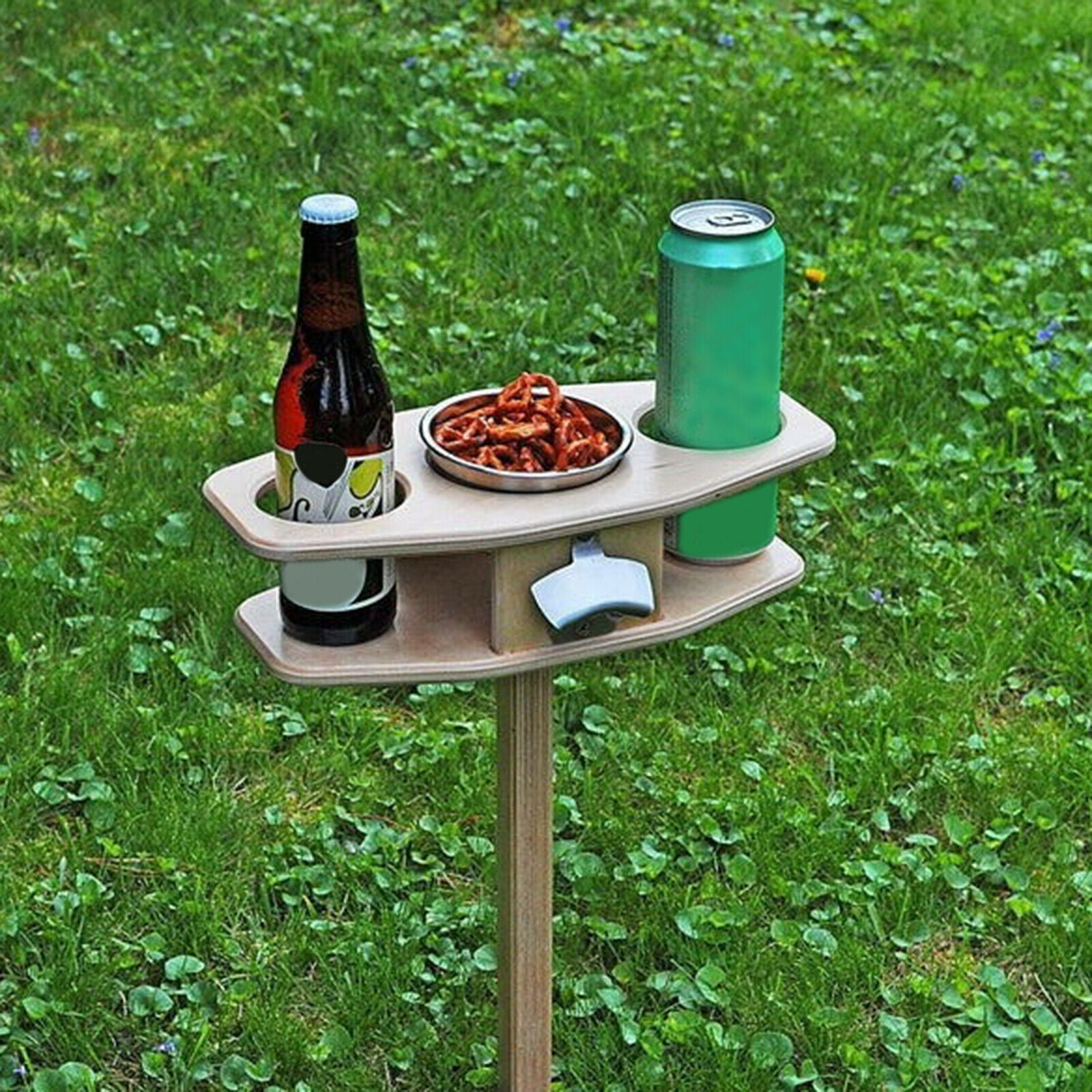 Wooden Wine Table Garden Lawn BBQ Beach Party Camping Trip Bottles Rack