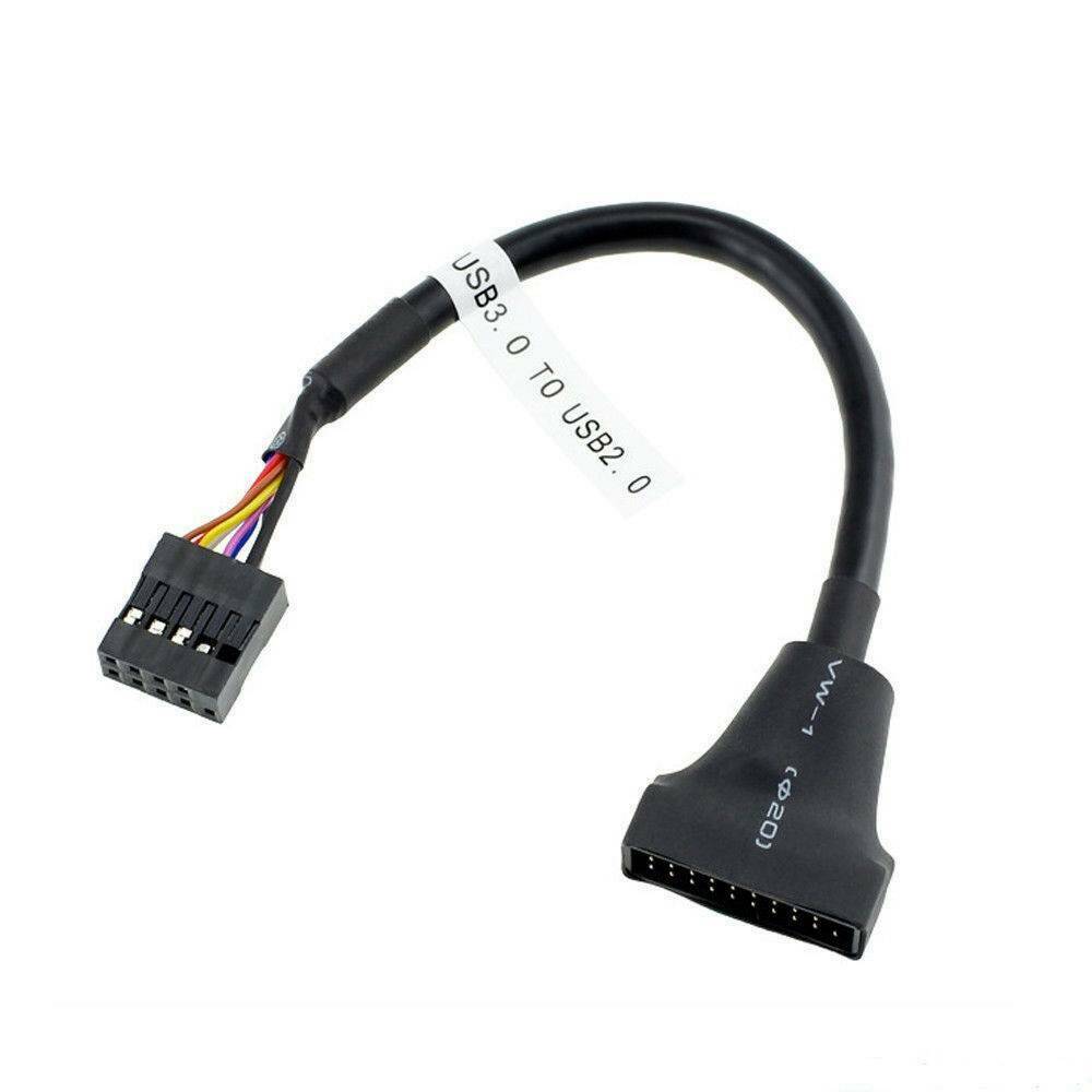 USB 3.0 20 Pin to Motherboard USB 2.0 9 Pin Female Converter Adapter Cable Black