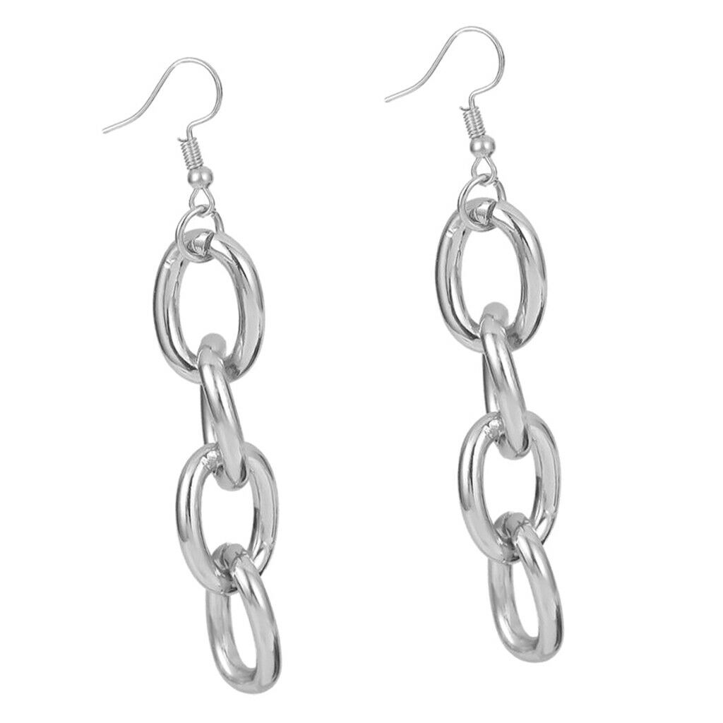 1 Pair Hollow Long Thick Chain  Section Chain Dangle Earrings for Women