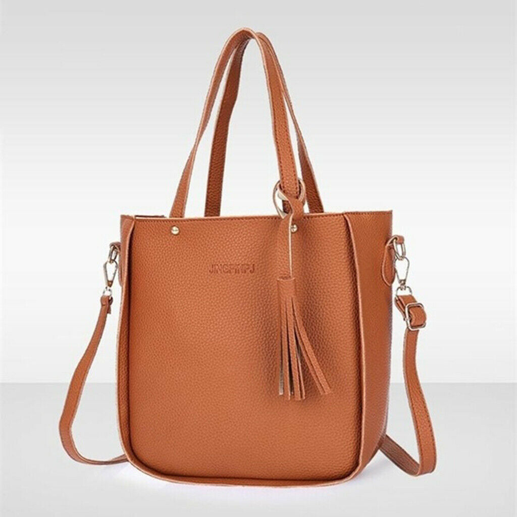 3x Four Pack Pu Leather Handbag Cross Body Shoulder Shopping Bag Purse