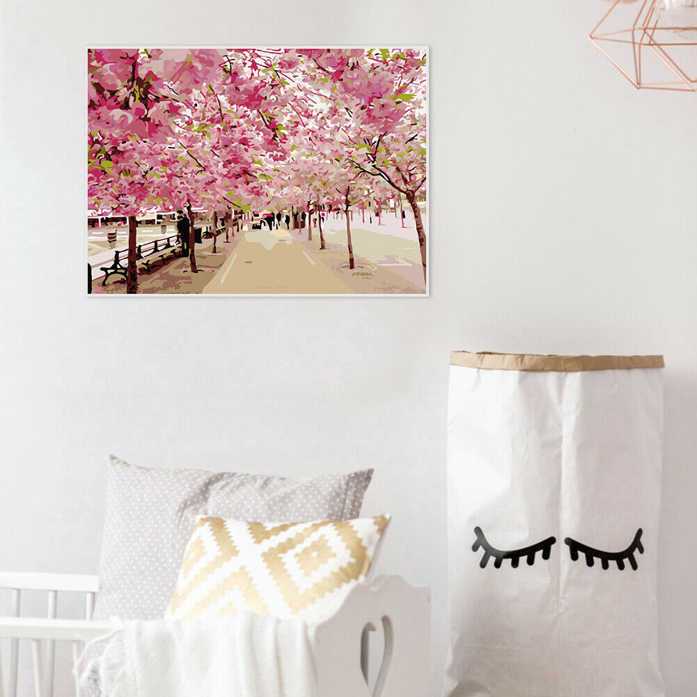 Painting By Numbers Kit DIY Tree Avenue Hand Painted Canvas Oil Art Picture @