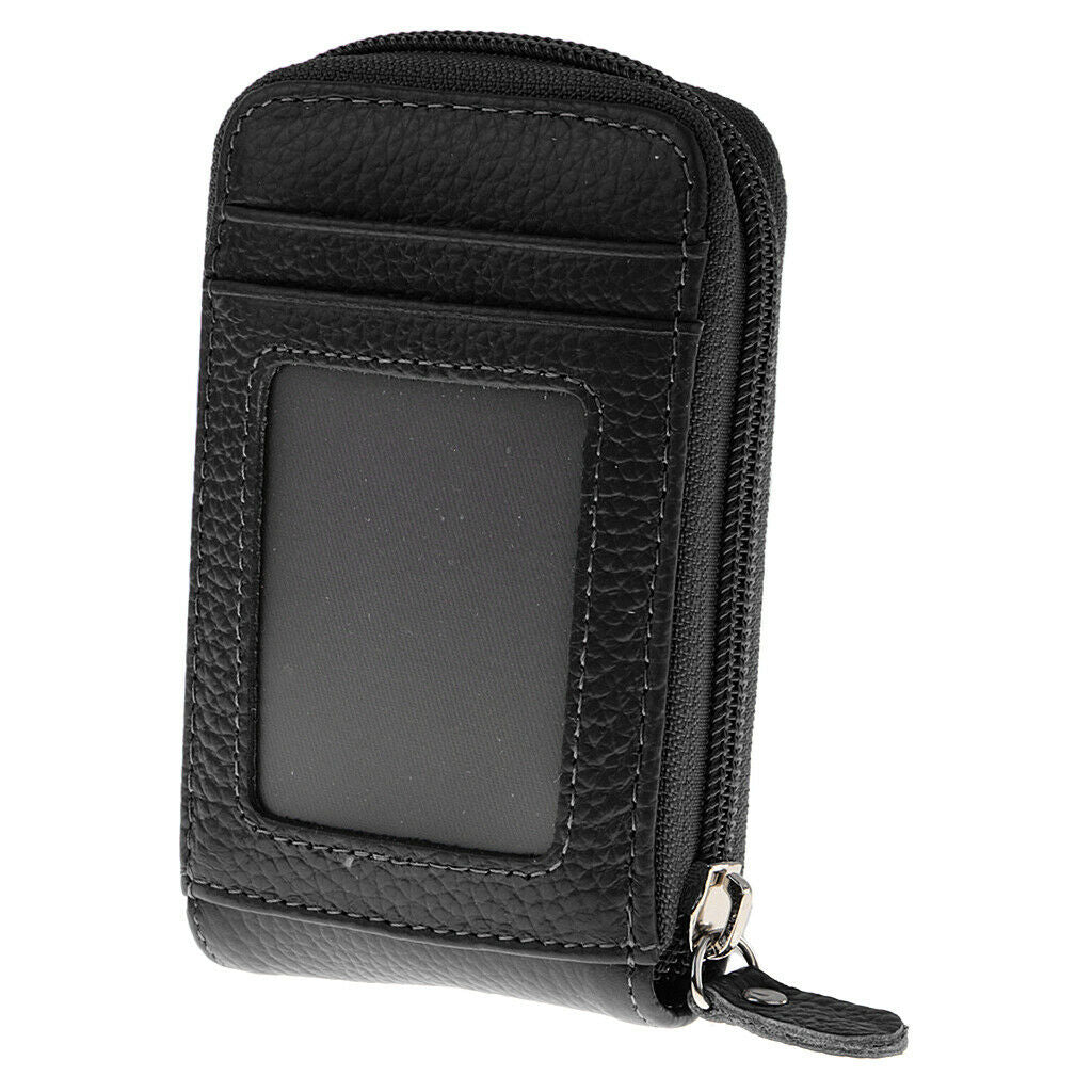 Mens/Womens Mini Leather Wallet ID Credit Cards Holder Organizer Purse Black