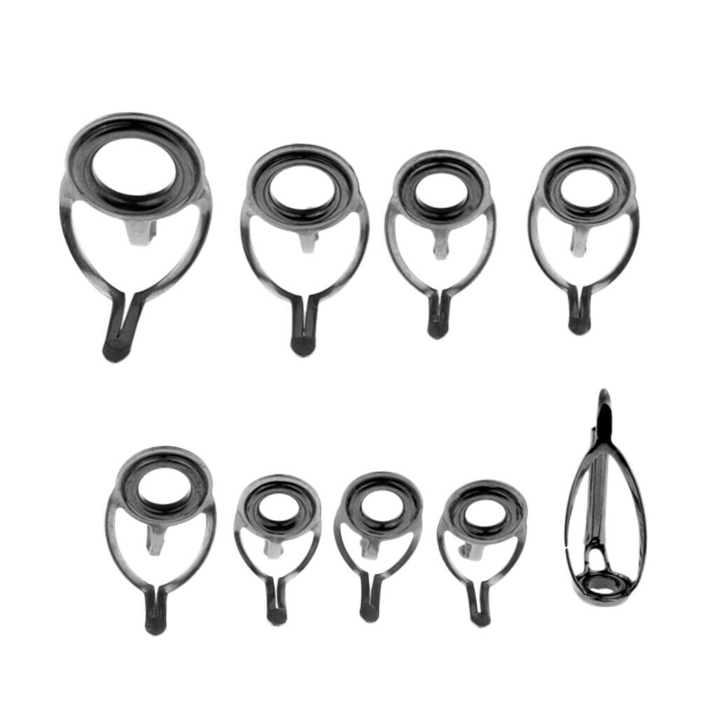 9pcs Fishing Rod Guide Tip Eye Rings Kit for Repairing 6# 8# 10# 12# 16# 20#