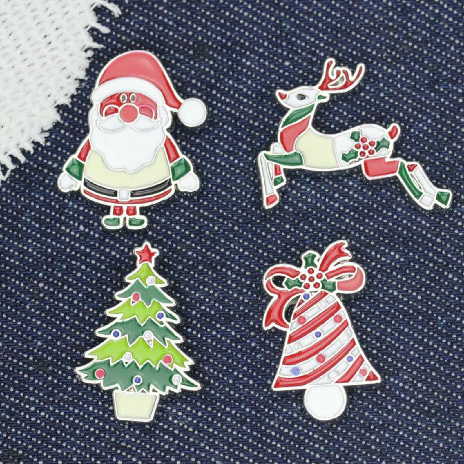 8pcs Cute Cartoon Christmas Brooch Pin Jewelry Gift Snowman Elk Kids Mom