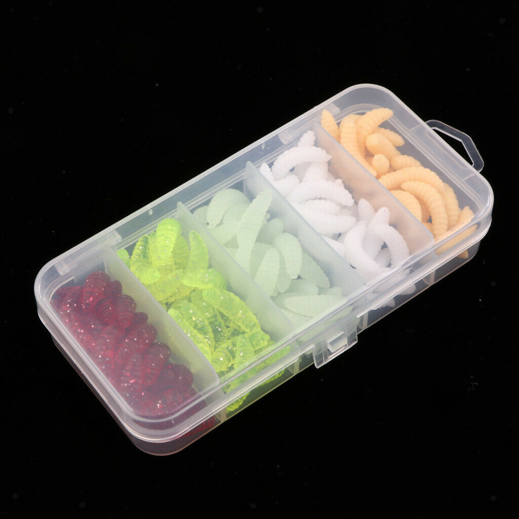 125Pcs Simulation Maggot Soft Lures Bionic Grub Shape Baits for Trout