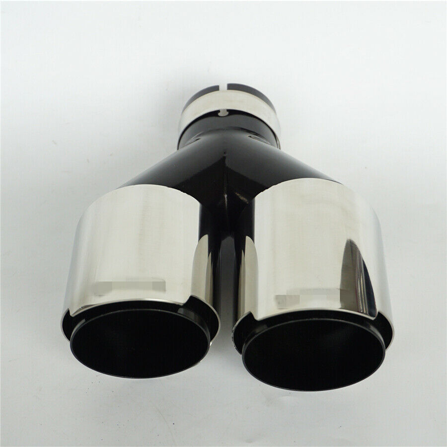 Polished Chrome Dual Wall Exhaust Pipe & Tip Stainless Steel Universal 63mm 1PCS