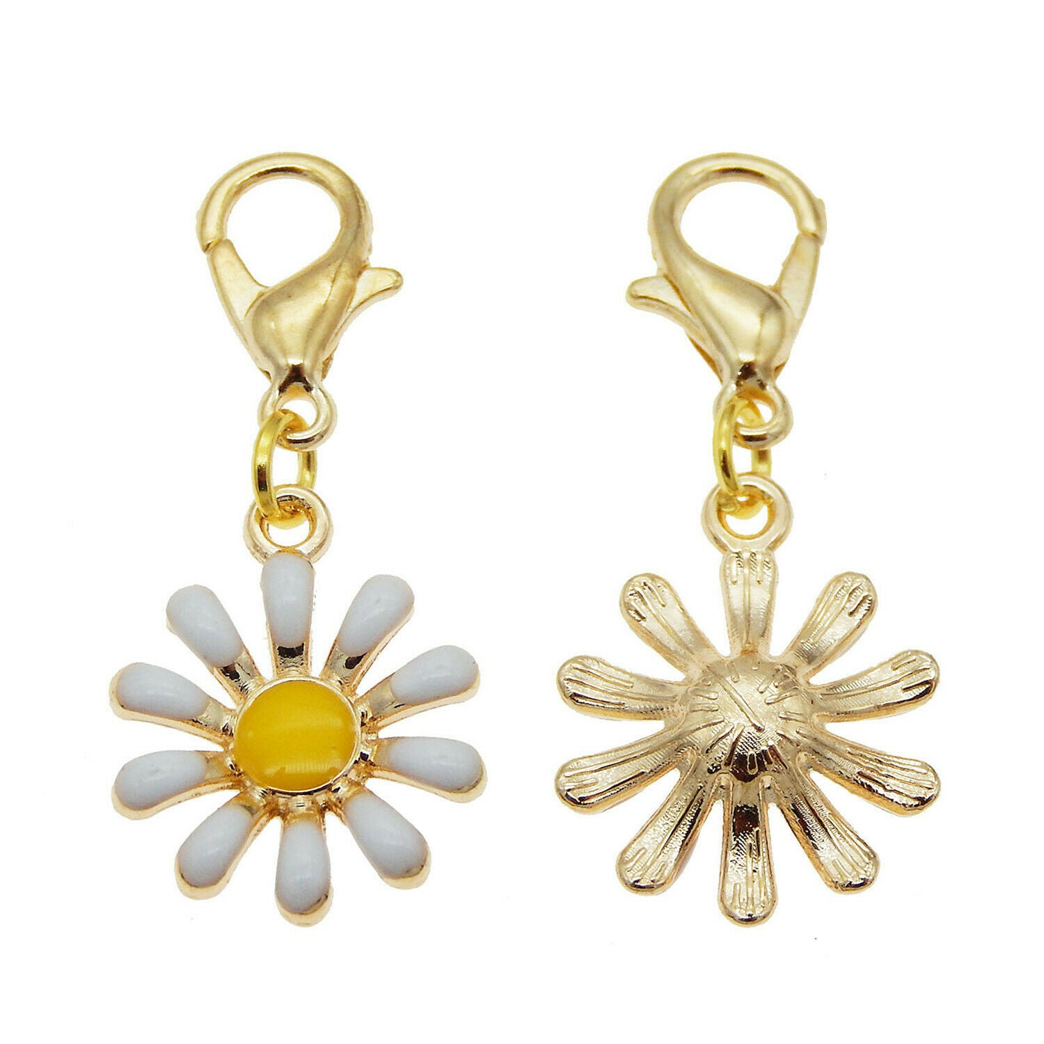 8pcs Alloy Enamel Daisy Pendant Lobster Clasp Jewelry Bracelet DIY Accessories