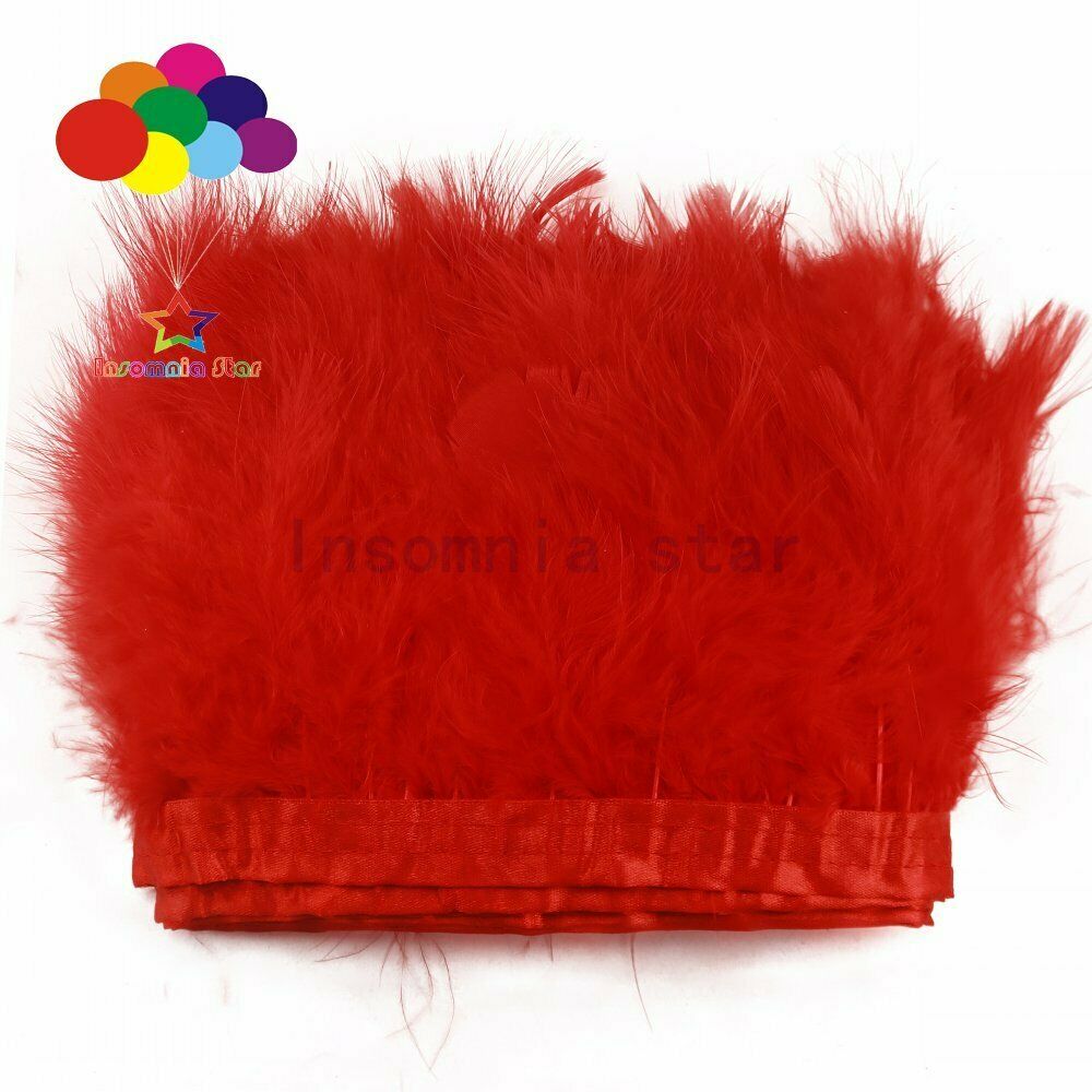 2 Meter Red marabou turkey fluff feather trim fringe 15-17cm wide Ribbon 6-7inch