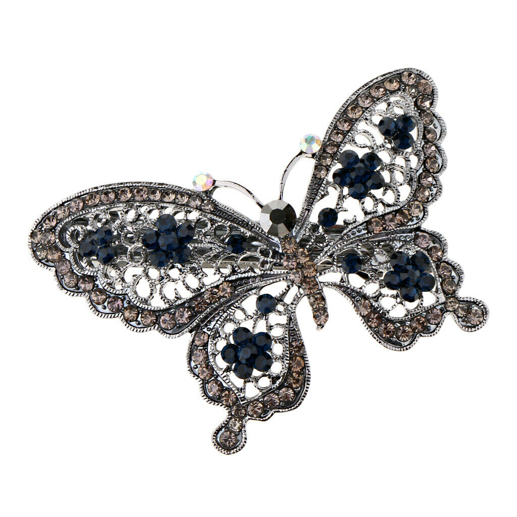 2 Pack Butterfly Hair Clip Crystal Rhinestone Automatic Spring Hair Barrette