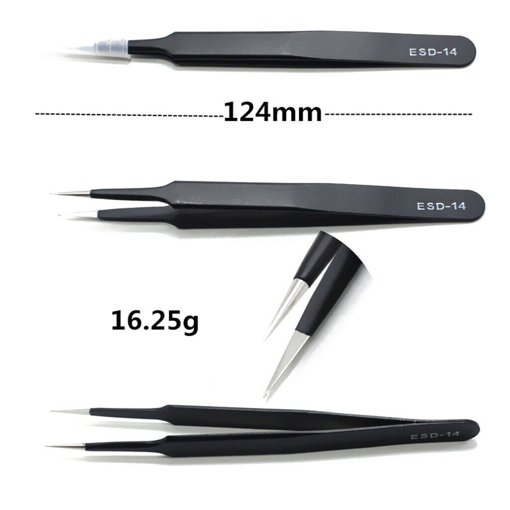 10 in 1 ESD Anti-static Tweezers Set Maintenance Repair Tools Kit with Bag