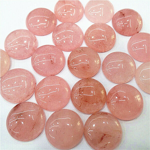 10Pcs 20mm Wholesale Pink Strawberry Crystal Round Cab Cabochon DIY HH7139