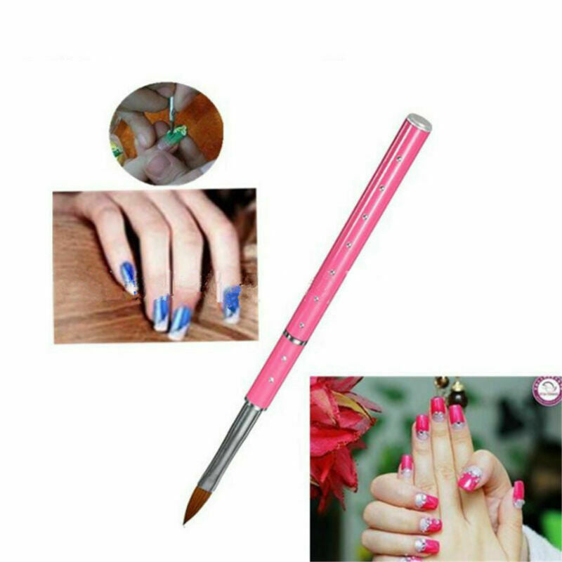 1pc Tool For Nail Art Acrylic Brush Metal Handle With Diamond Kolinsky Hair 8#