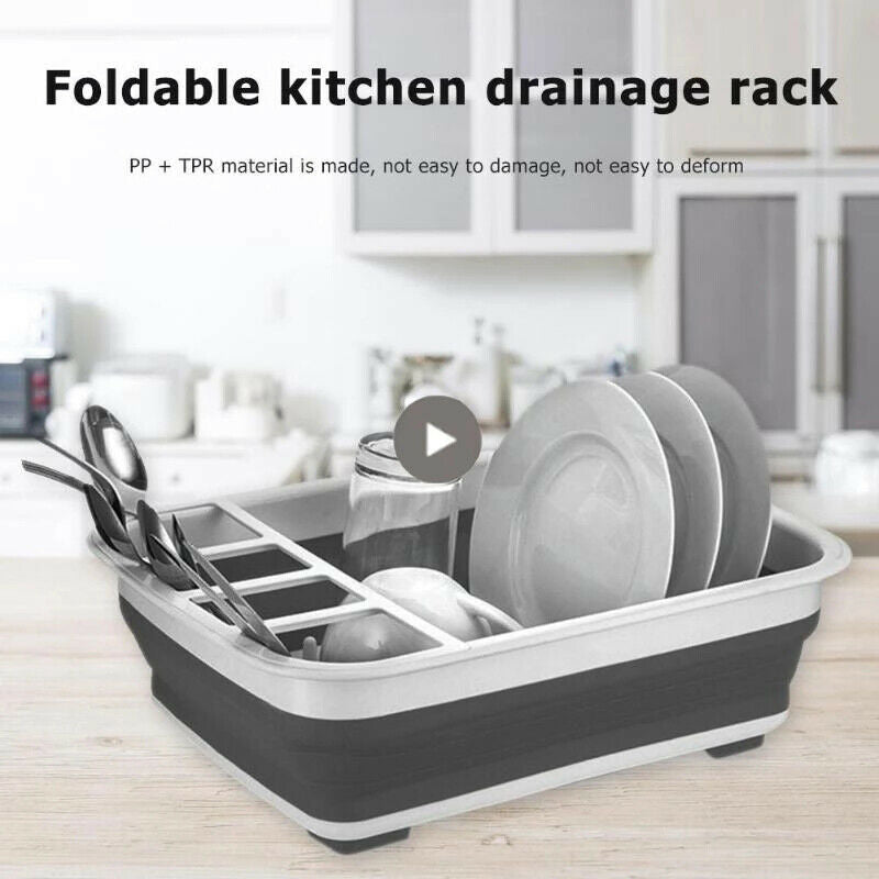 Foldable Dish Rack Kitchen Storage Holder Drainer Bowl Tableware Drying RackBDA