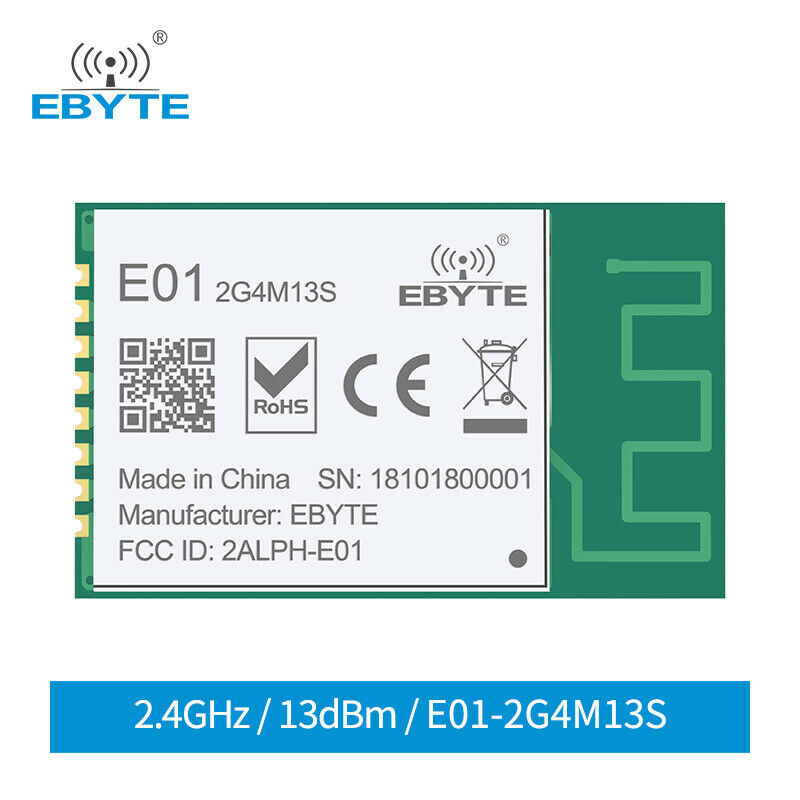 2pcs nRF24L01P 2.4GHz E01-2G4M13S SPI Transceiver 13dBm SMD PCB Antenna Module