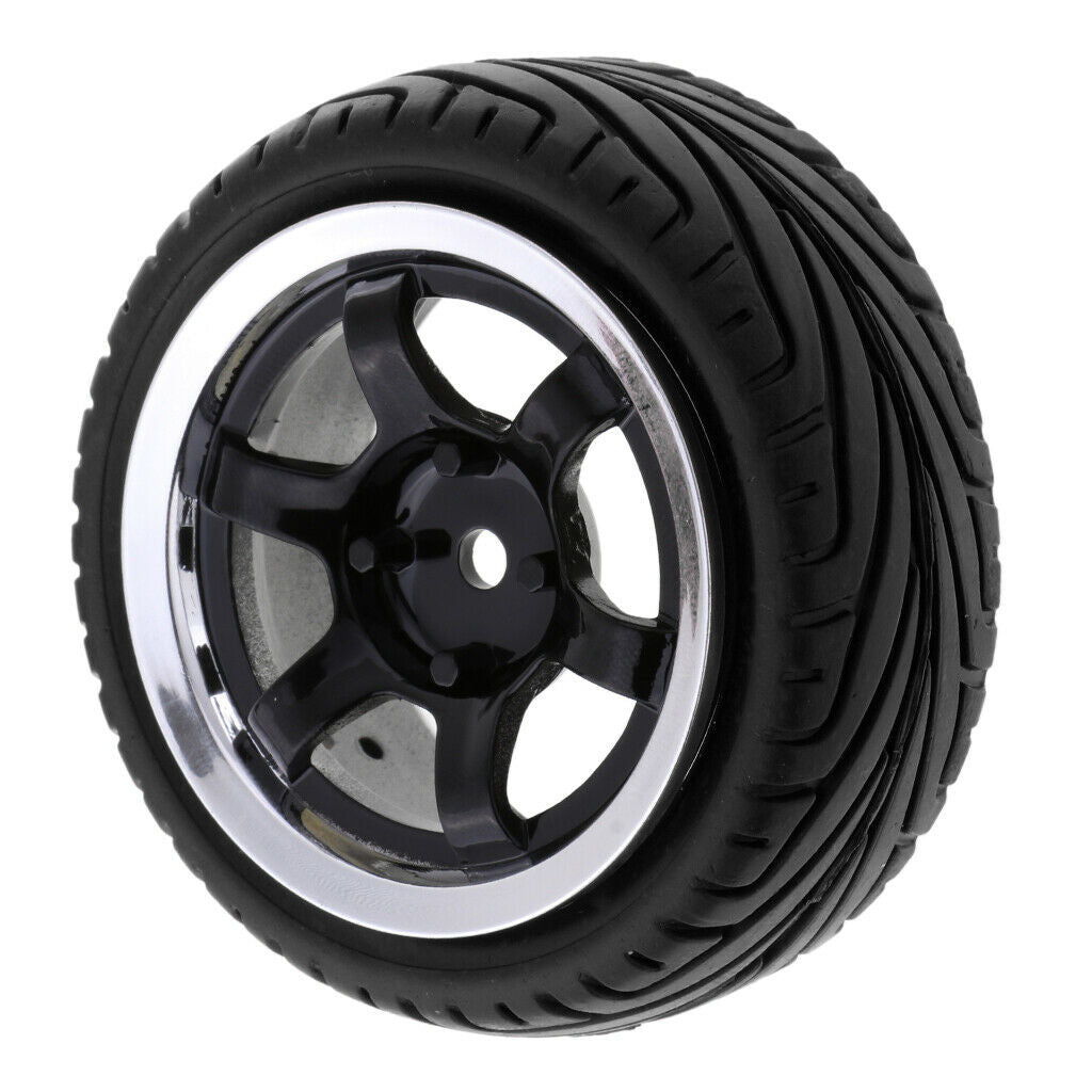 4 Pieces RC Flat Racing Tire Tire Rim for HSP HPI 1:10 on Road Cars 6017