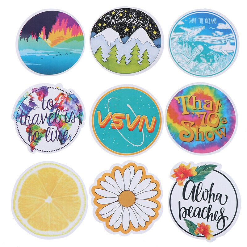 53Pcs Summer light yellow stickers DIY scrapbook suitcase laptop guitar s.l8