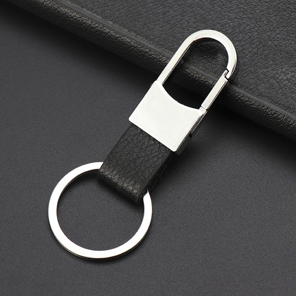 Fashion Men's Metal Leather Key Chain Ring Fob Keyfob Car Keyring Keychain  Gift