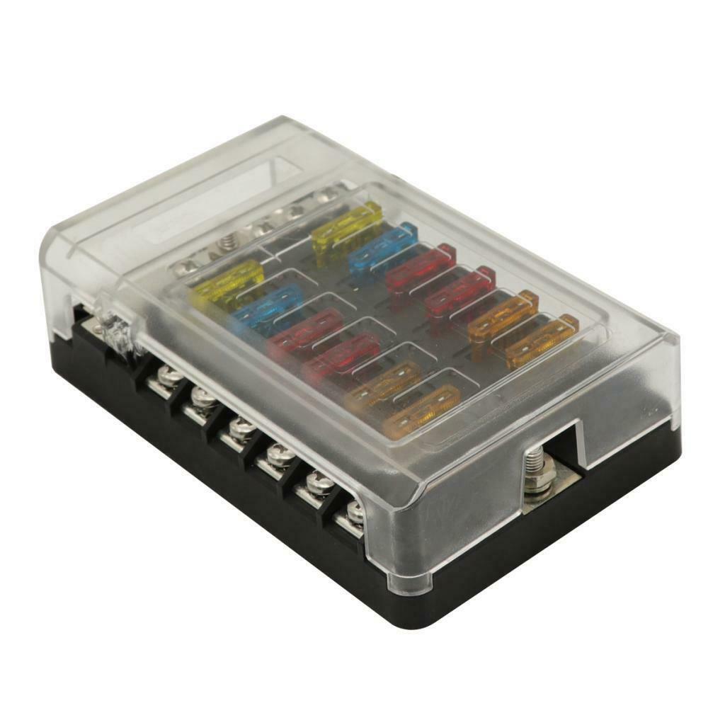 12-Way Blade Fuse Box Block Holder LED Indicator 12V-32V Auto Marine Car Boat
