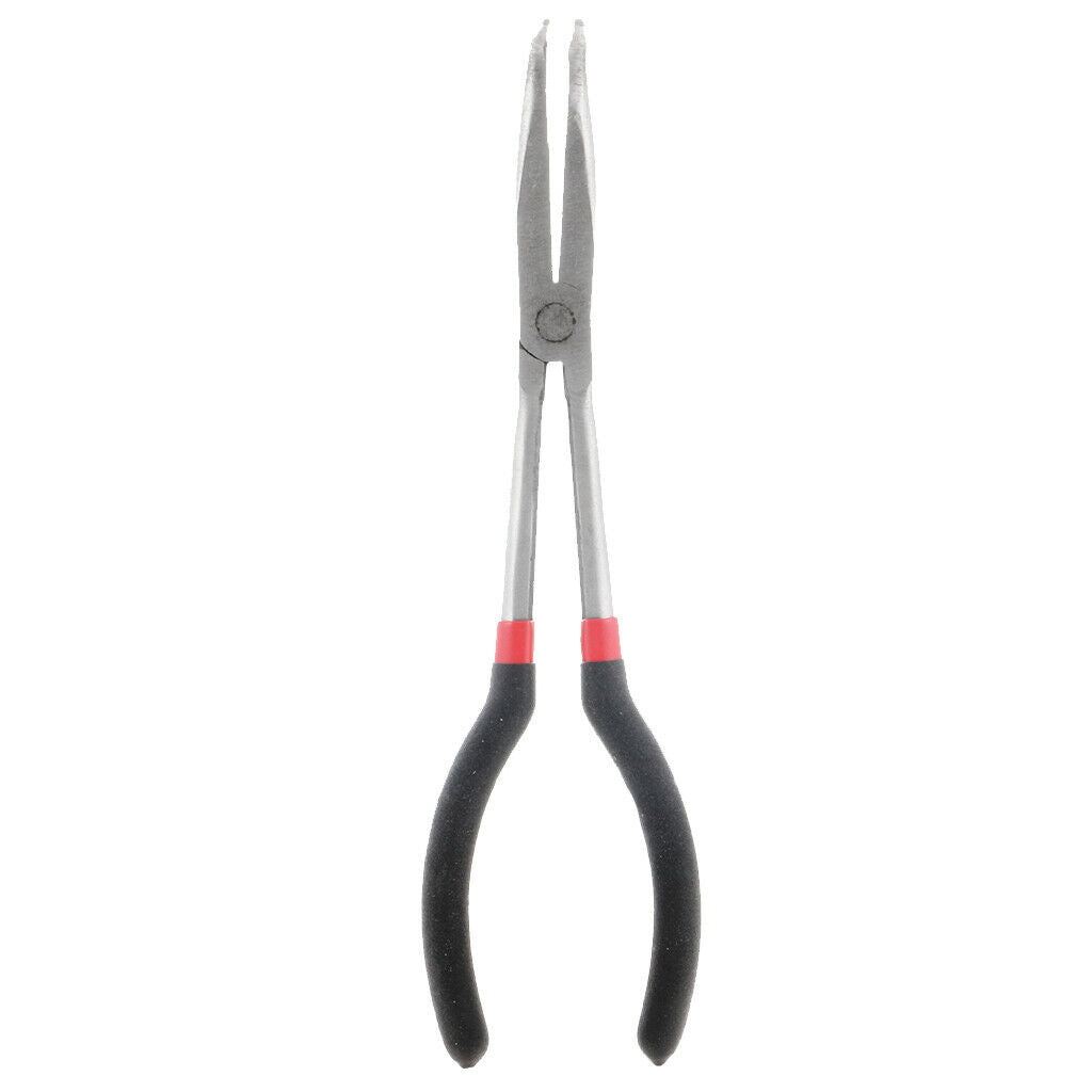 Home Hand Tools Curved Long Reach Needle Bent Nose Pliers 11 Inch 90-Degree