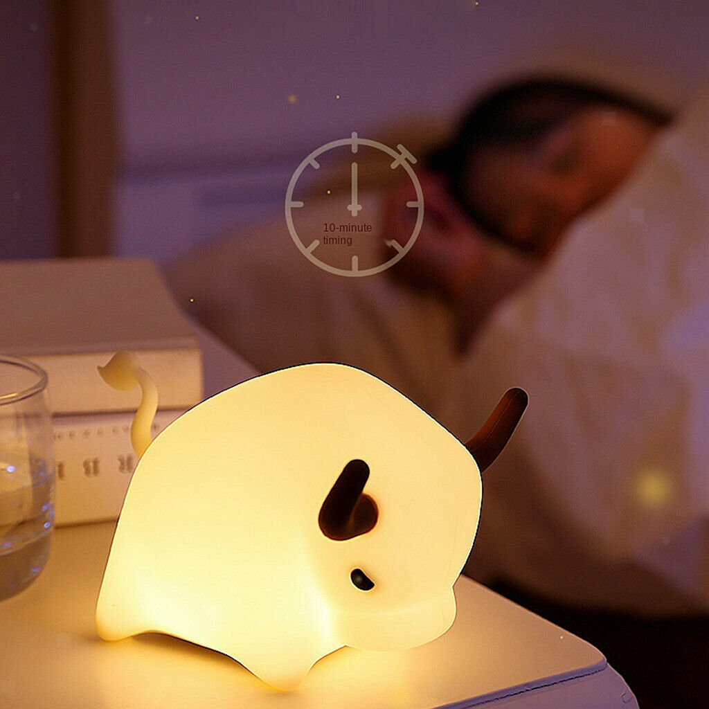Cow LED Night Light  Dimming Silicone Soft Baby Nursery Bedroom Lamp