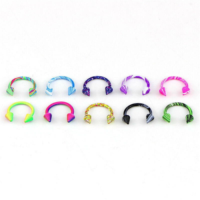 10X Stainless Steel Horseshoe Bar Lip Nose Septum Ear Ring Stud Piercing Wome Rf