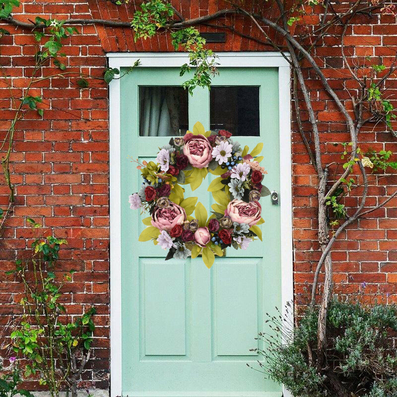 Artificial Flower Wreath Summer for Front Door Decoration Porch Home Décor