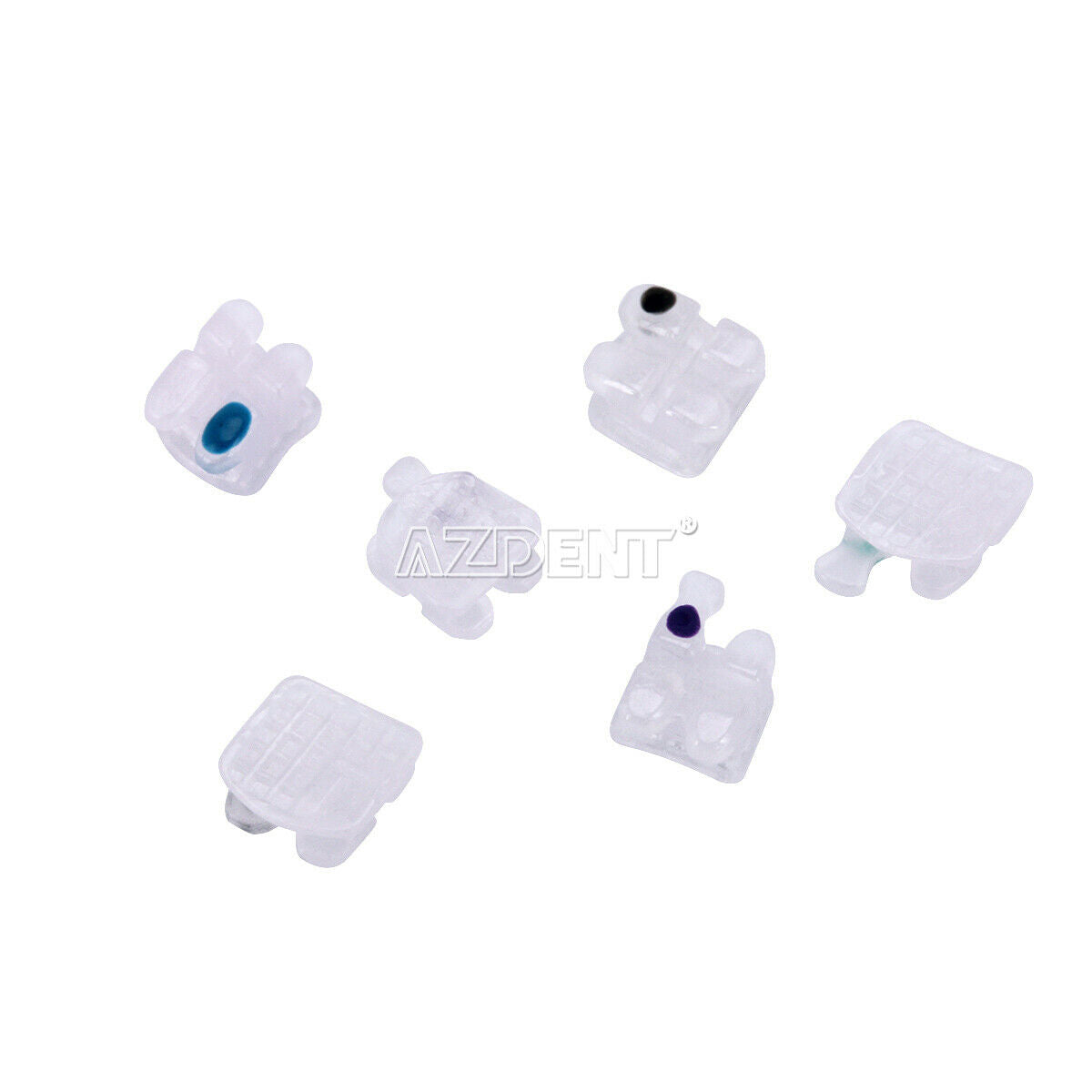 5 Packs Dental Orthodontic Ceramic Brackets 5*5 MBT 0.022 Hooks 345 AZDENT