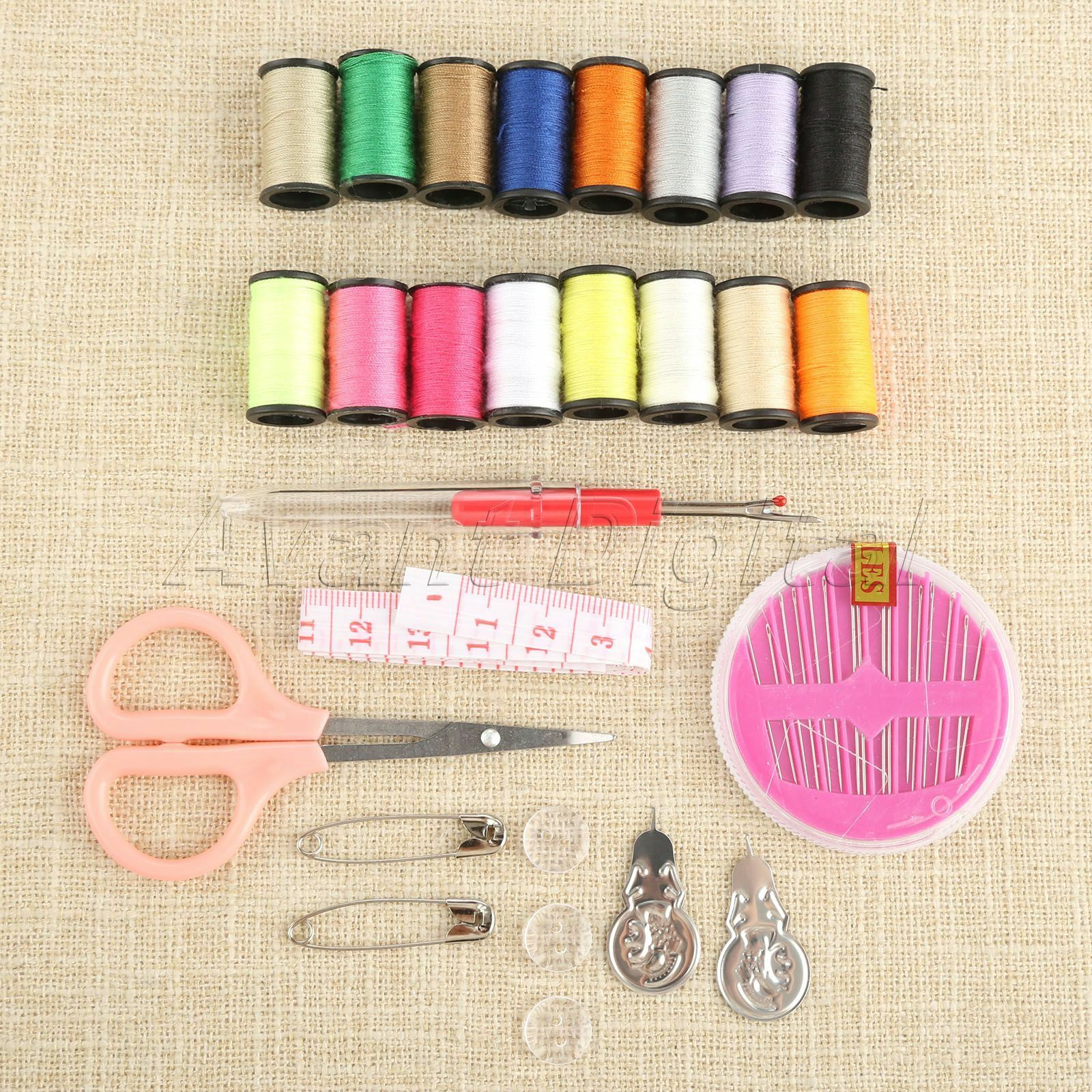 Portable Sewing Kit 16 Threads Scissor Pin With Oval Case For Travel Home Tool