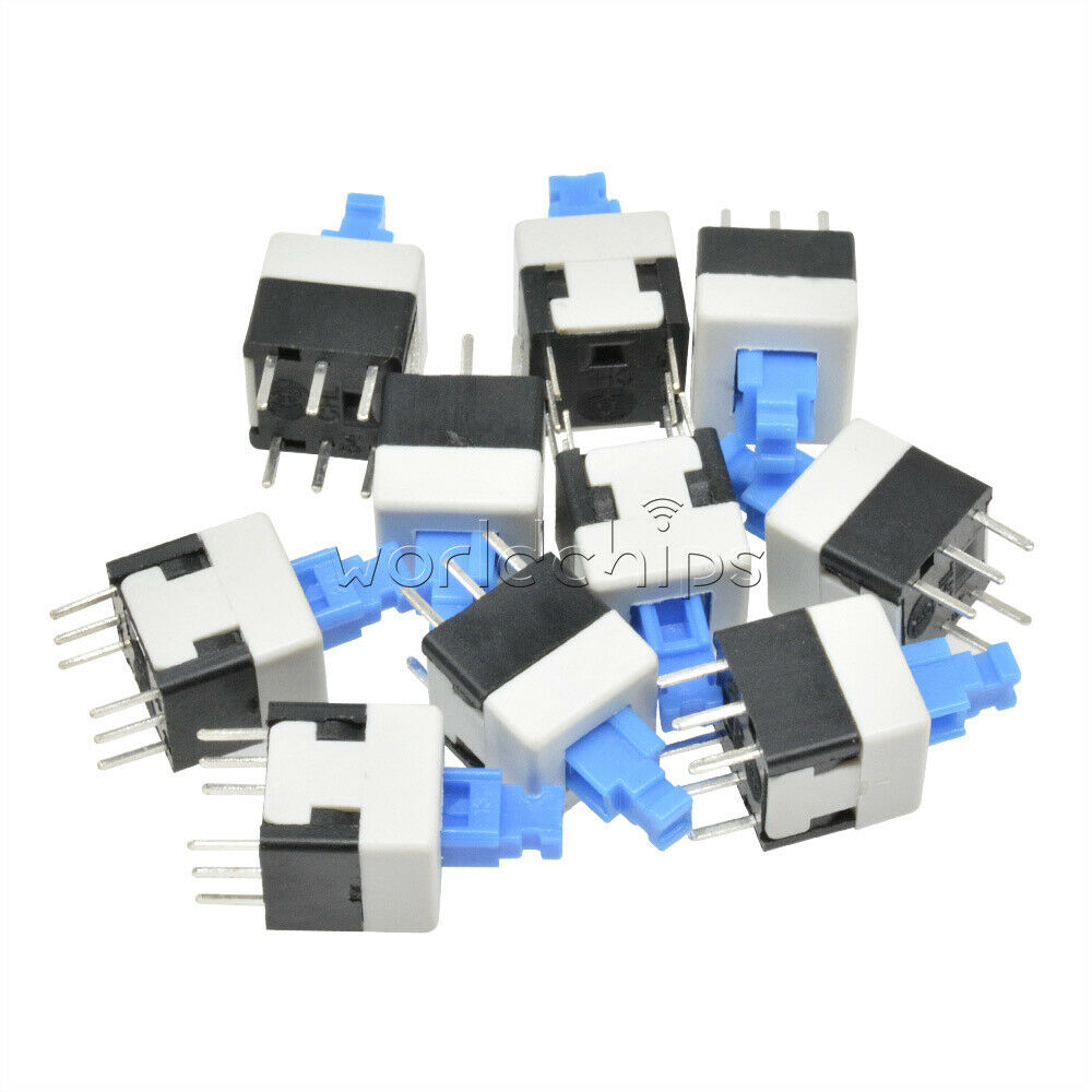 20Pcs Blue Cap Self-locking Type Square Button Switch Control 8X8mm
