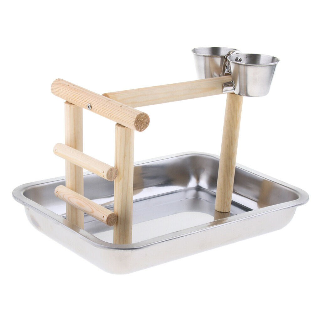 Bird Bass, Parrots Training Stand, Play Gym Table Top with Feeder Cups