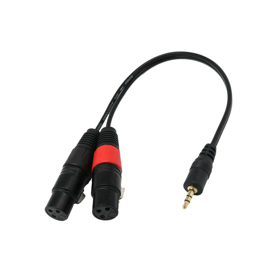 3.5 mm 1/8 inch stereo jack plug to two XLR sockets with two