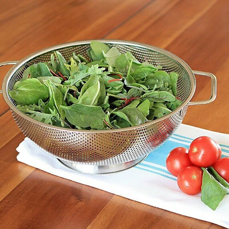 Colander Stainless Steel,Micro-Perforated Strainer with Heavy Duty Handle and R9