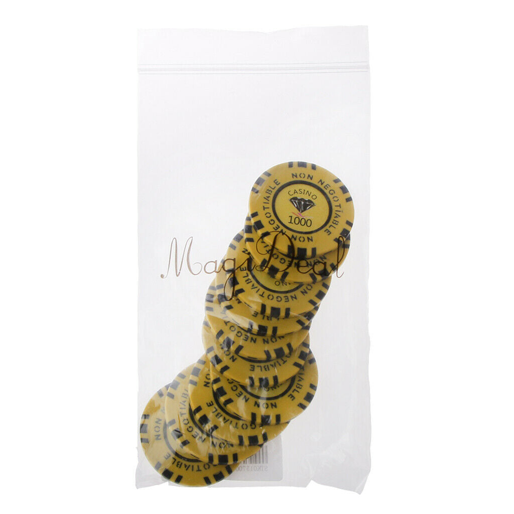 MagiDeal 1000 Par Value 45MM Non Negotiable Diamond Clay Casino Yellow Chips