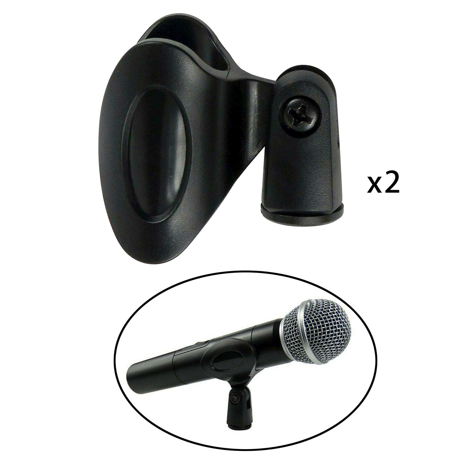 2x Heavy Duty Plastic Microphone Mic Clip Holder Flexible for Mic Stand Accs