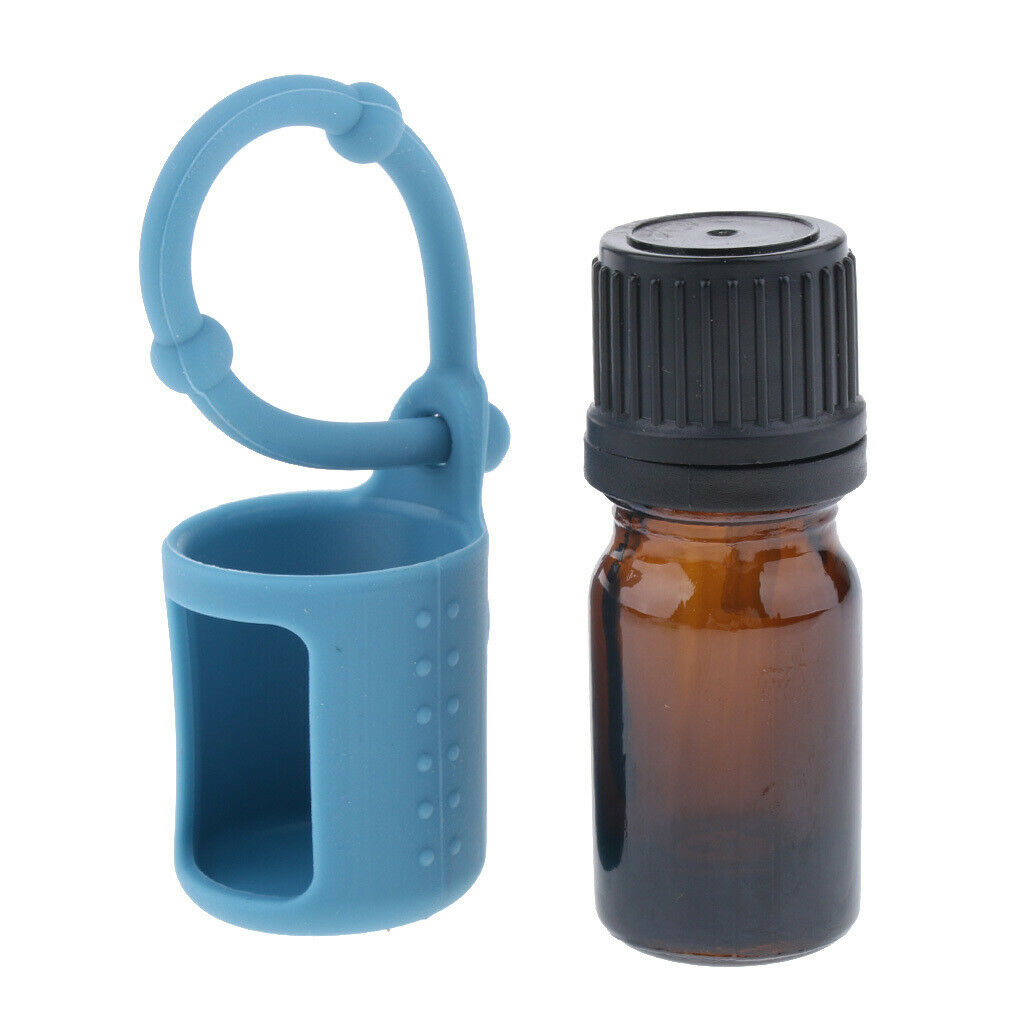 5ml Empty Refillable Essential Oil Bottles Case with Silicone Sleeve Blue