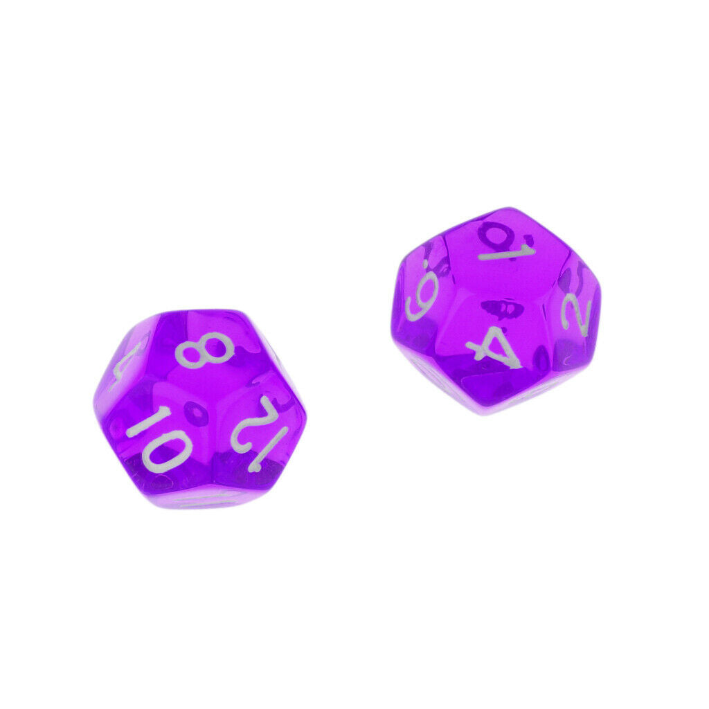 Gem Muti Sided Dices Set Of 5 D12 D&D TRPG  Games Purple