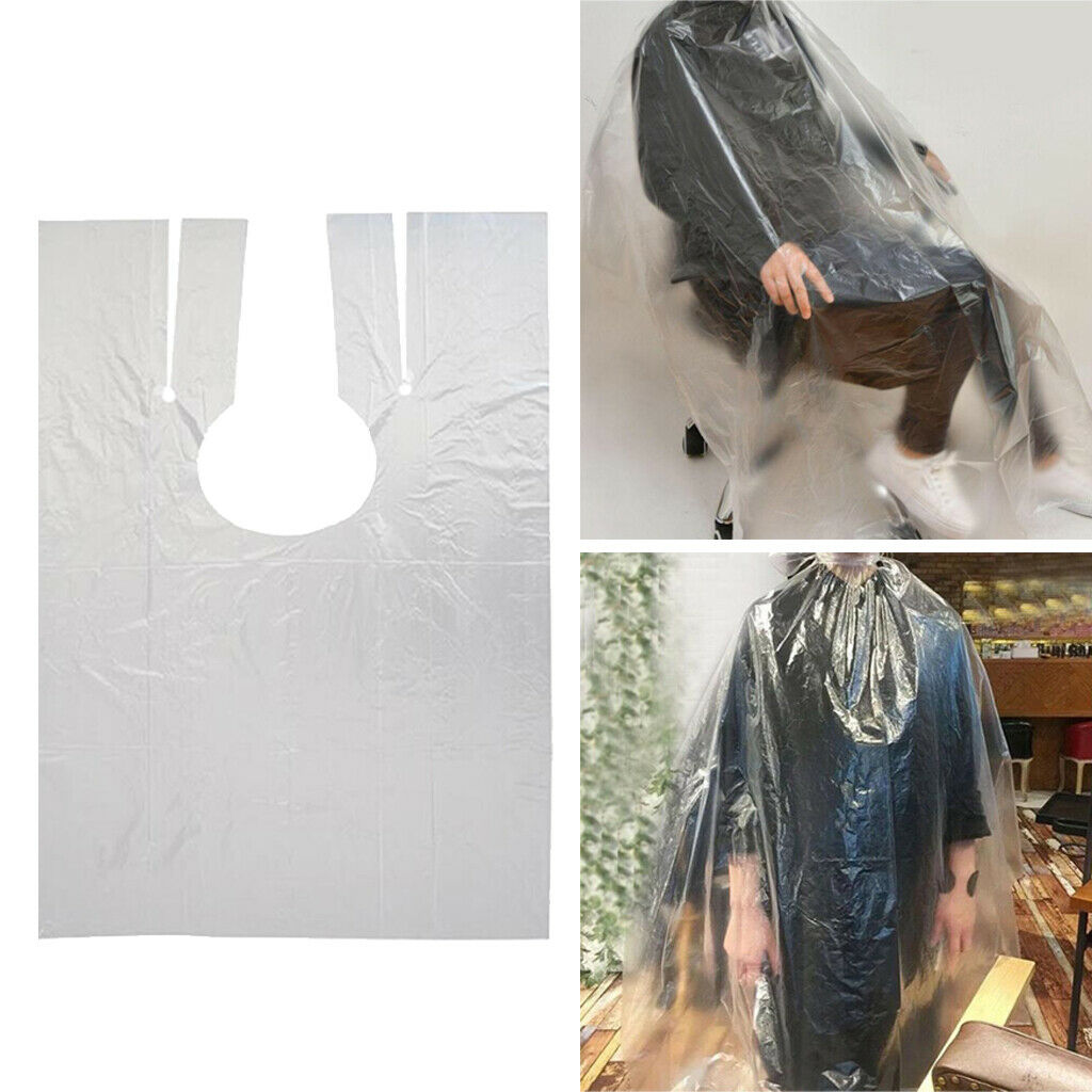 150Pcs Anti-static Hair Cutting Cape Plastic Coloring Apron Wrap Shower Caps